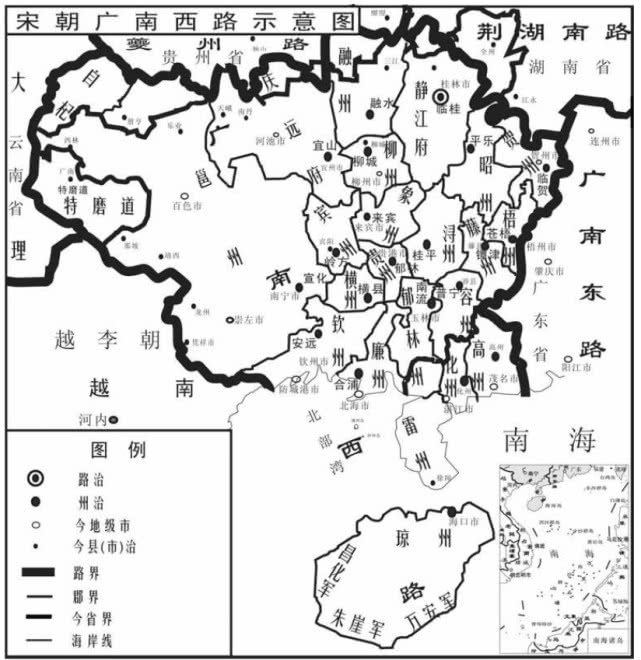 宋朝时有广西名称时的八桂疆域怎么样?看看以下地图就知道了